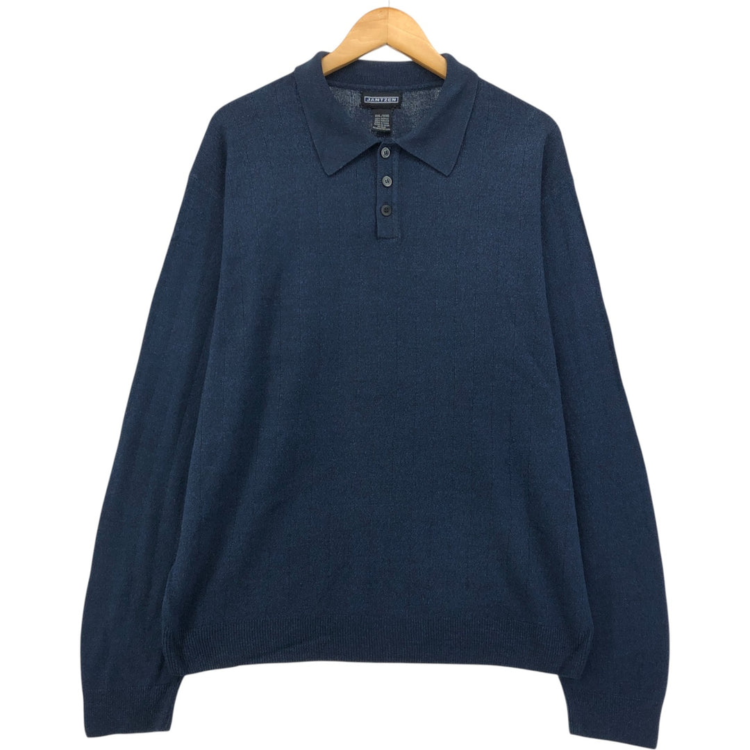 Jantzen Men's XXL Polo Knit Sweater acrylic navy blue type Vintage Second Hand