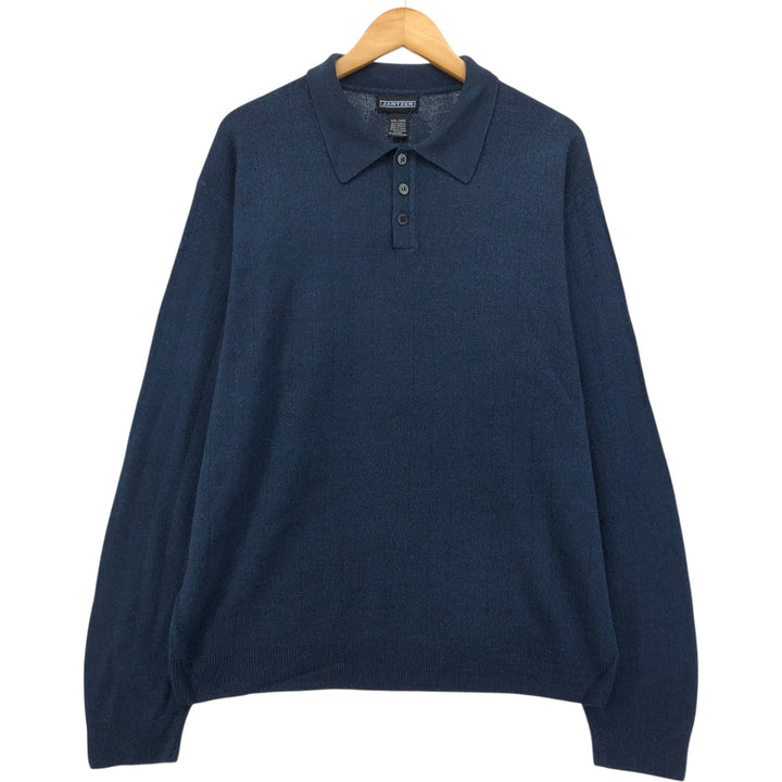 Jantzen Men's XXL Polo Knit Sweater acrylic navy blue type Vintage Second Hand