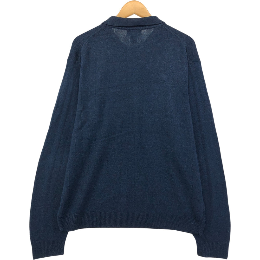 Jantzen Men's XXL Polo Knit Sweater acrylic navy blue type Vintage Second Hand