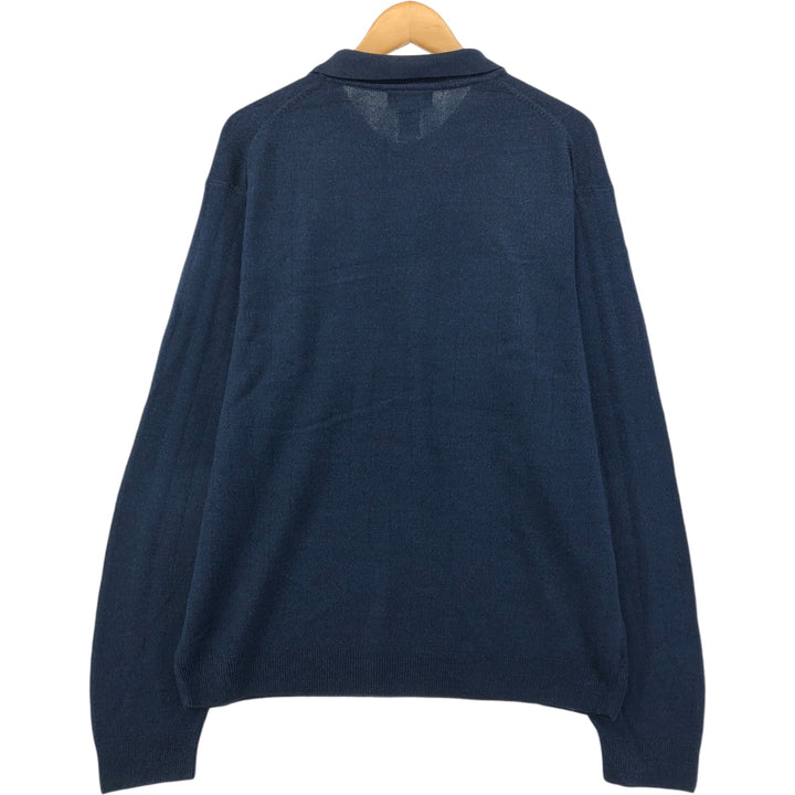 Jantzen Men's XXL Polo Knit Sweater acrylic navy blue type Vintage Second Hand