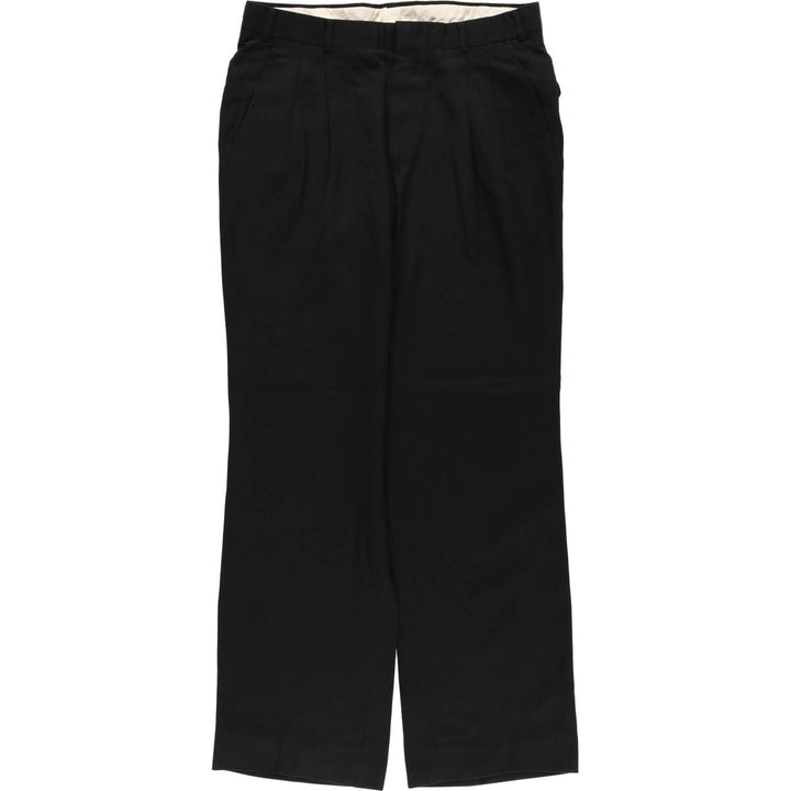 90'S Johnny Carson Two-pleat Slacks, Made in USA, Men's, Size 34, Vintage unclear black type Vintage Second Hand