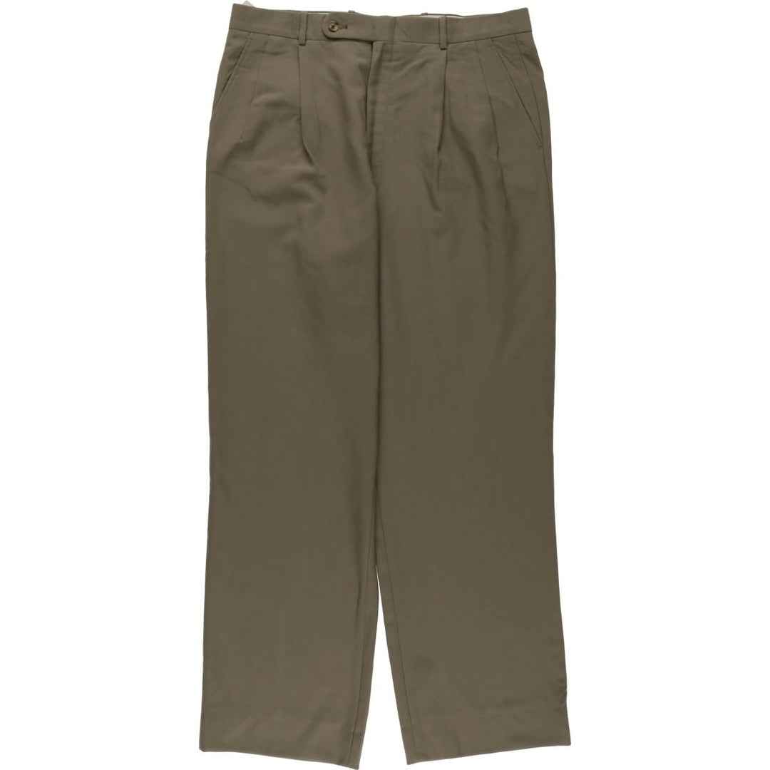 ARTHUR WINER Two-pleat Wool Pants, Made in USA, Men's, Size W35, Vintage wool Khaki type Vintage Second Hand