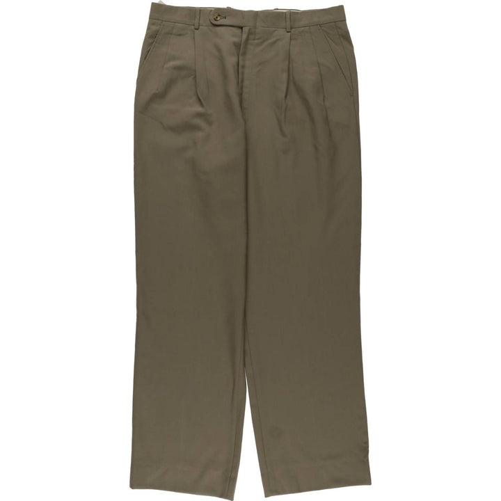 ARTHUR WINER Two-pleat Wool Pants, Made in USA, Men's, Size W35, Vintage wool Khaki type Vintage Second Hand