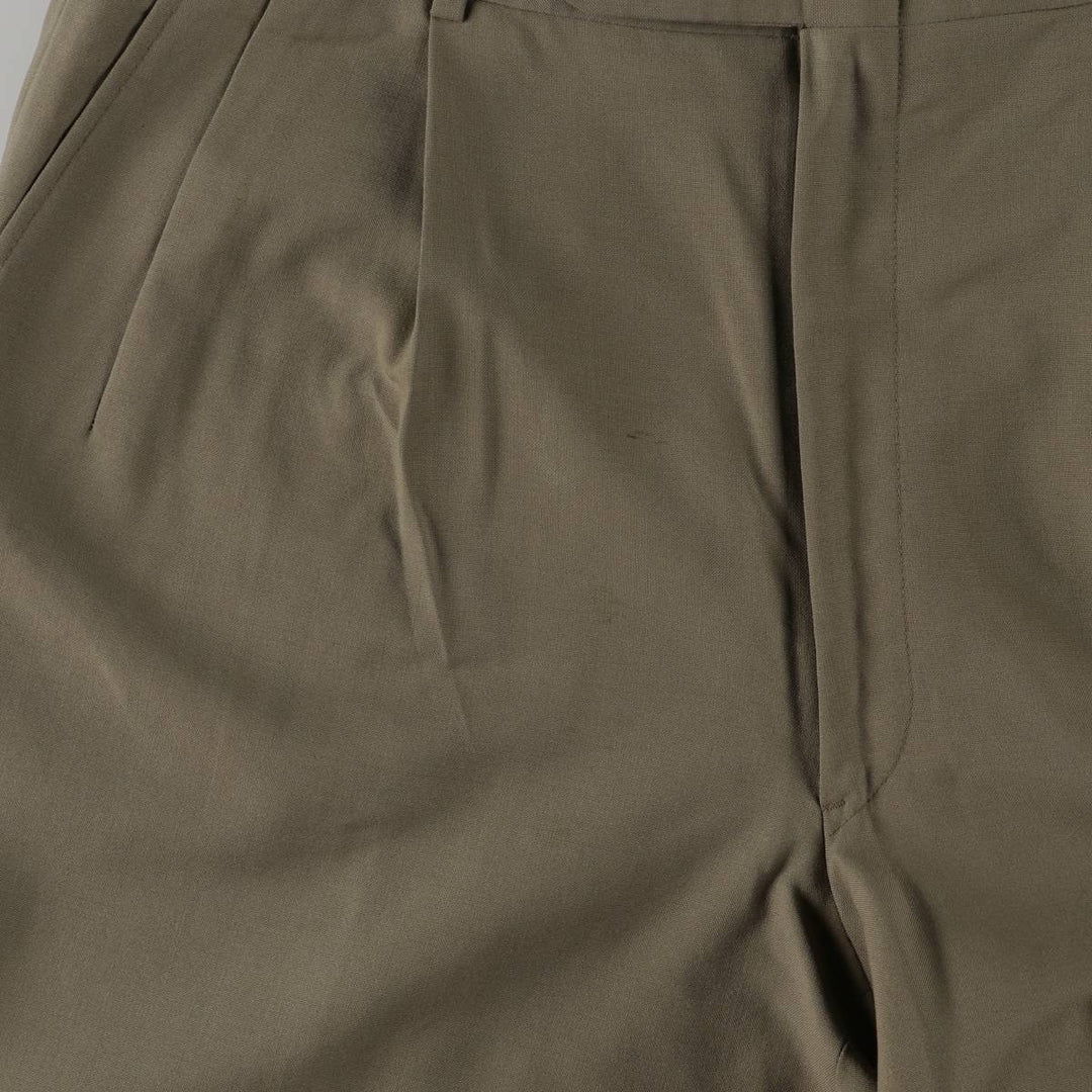 ARTHUR WINER Two-pleat Wool Pants, Made in USA, Men's, Size W35, Vintage wool Khaki type Vintage Second Hand