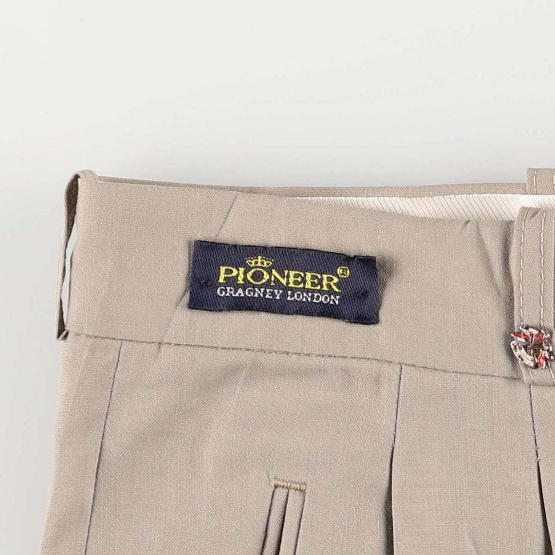 PIONEER Vintage Two-Pleated Slacks, Men's Size 35 (W35) unclear Beige type Vintage Second Hand