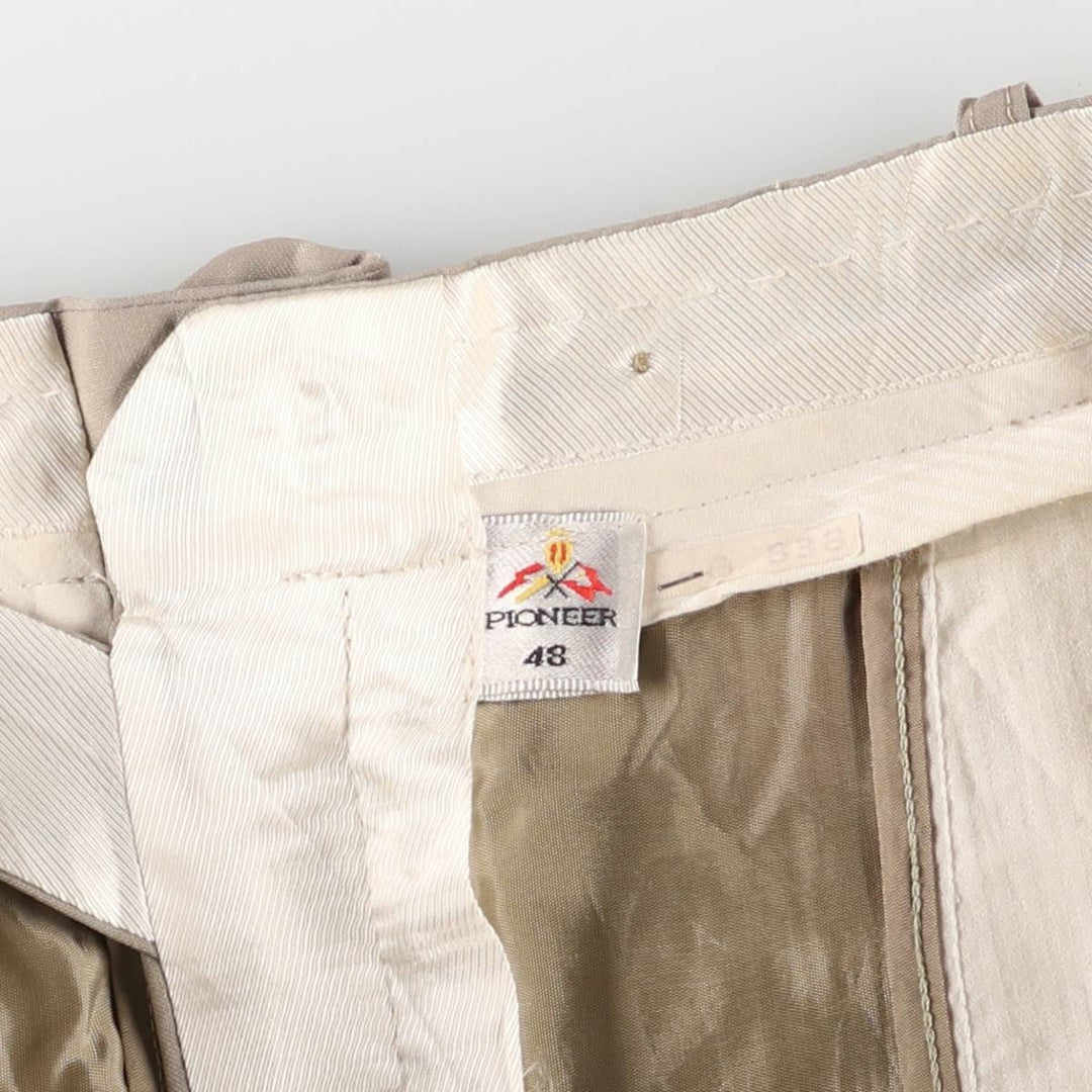PIONEER Vintage Two-Pleated Slacks, Men's Size 35 (W35) unclear Beige type Vintage Second Hand