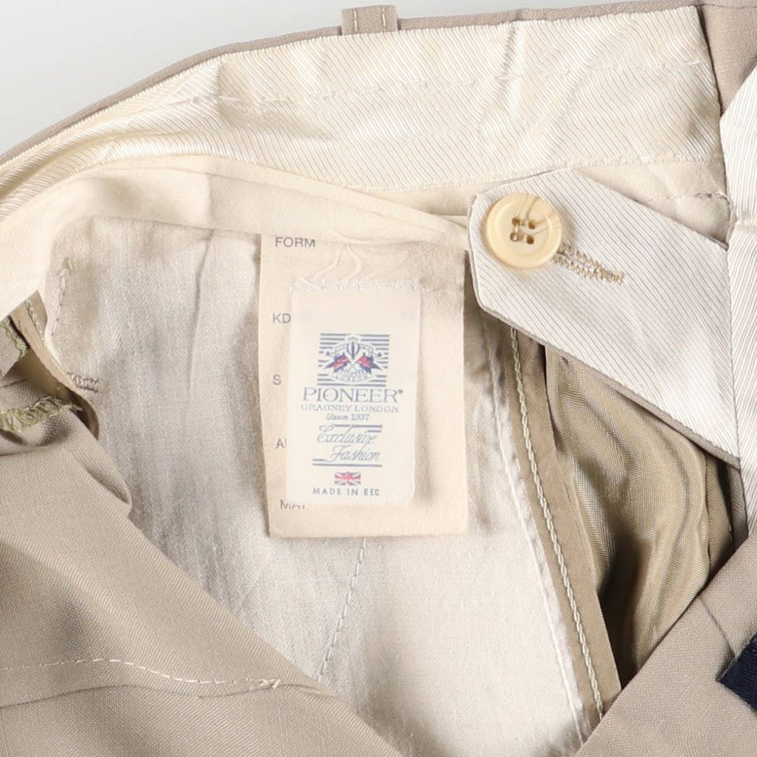 PIONEER Vintage Two-Pleated Slacks, Men's Size 35 (W35) unclear Beige type Vintage Second Hand