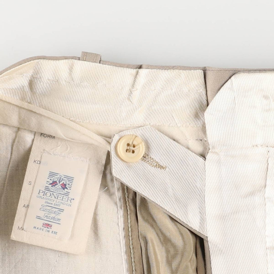 PIONEER Vintage Two-Pleated Slacks, Men's Size 35 (W35) unclear Beige type Vintage Second Hand