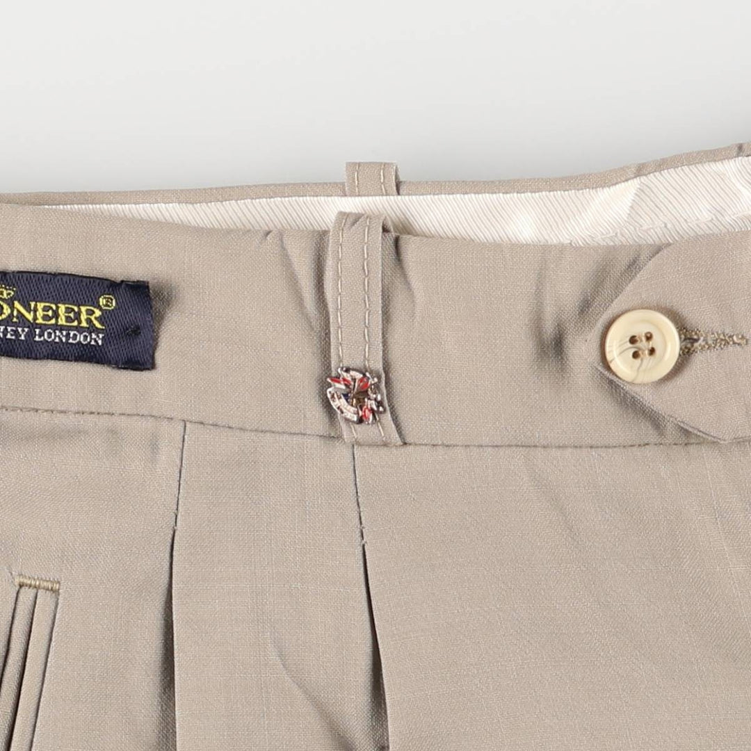PIONEER Vintage Two-Pleated Slacks, Men's Size 35 (W35) unclear Beige type Vintage Second Hand