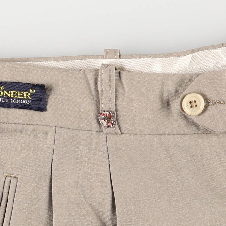 PIONEER Vintage Two-Pleated Slacks, Men's Size 35 (W35) unclear Beige type Vintage Second Hand