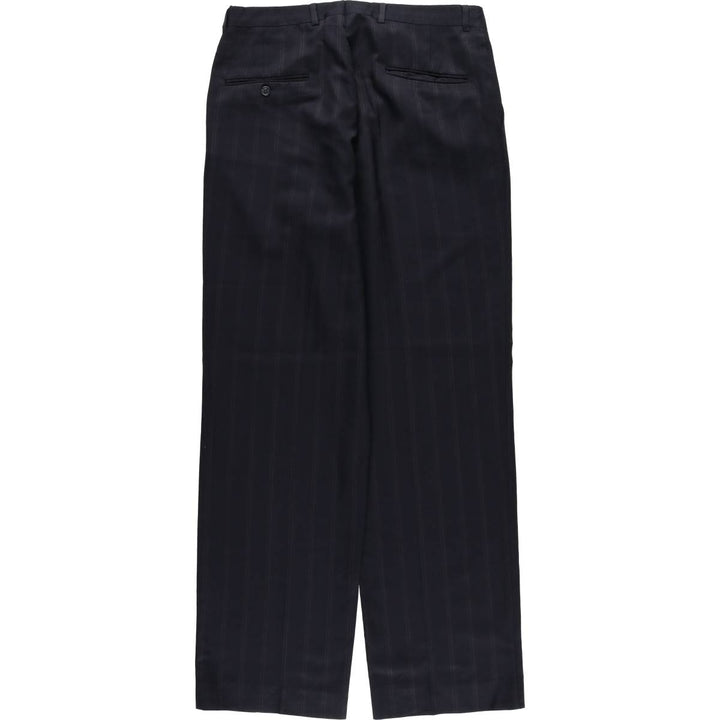 ~90'S Stripe Pattern Two-pleat Slacks Pants Men's W33 Vintage unclear navy blue type Vintage Second Hand