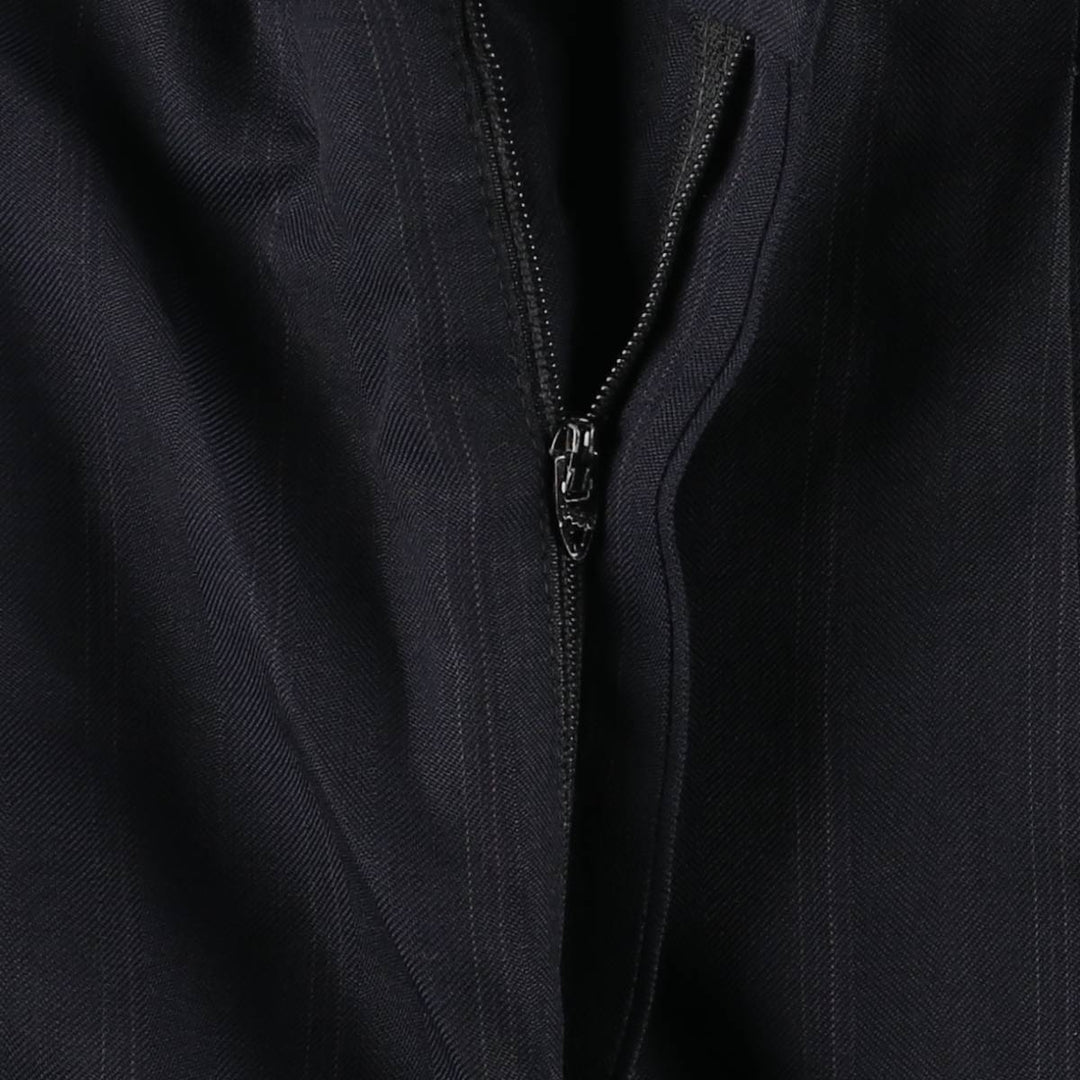 ~90'S Stripe Pattern Two-pleat Slacks Pants Men's W33 Vintage unclear navy blue type Vintage Second Hand