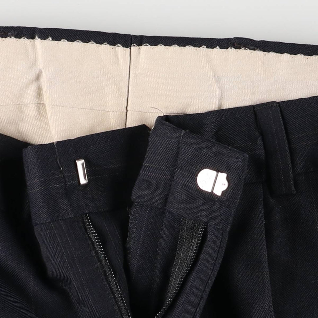 ~90'S Stripe Pattern Two-pleat Slacks Pants Men's W33 Vintage unclear navy blue type Vintage Second Hand
