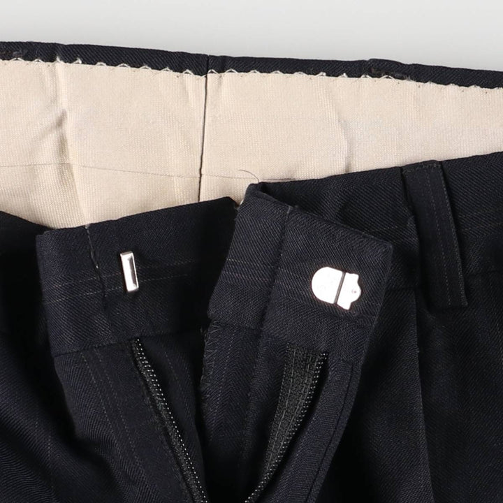 ~90'S Stripe Pattern Two-pleat Slacks Pants Men's W33 Vintage unclear navy blue type Vintage Second Hand
