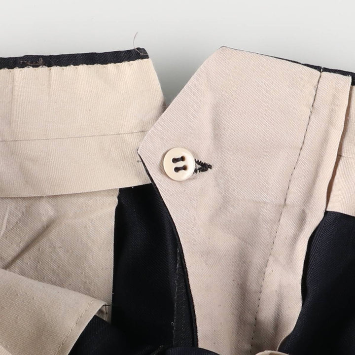 ~90'S Stripe Pattern Two-pleat Slacks Pants Men's W33 Vintage unclear navy blue type Vintage Second Hand