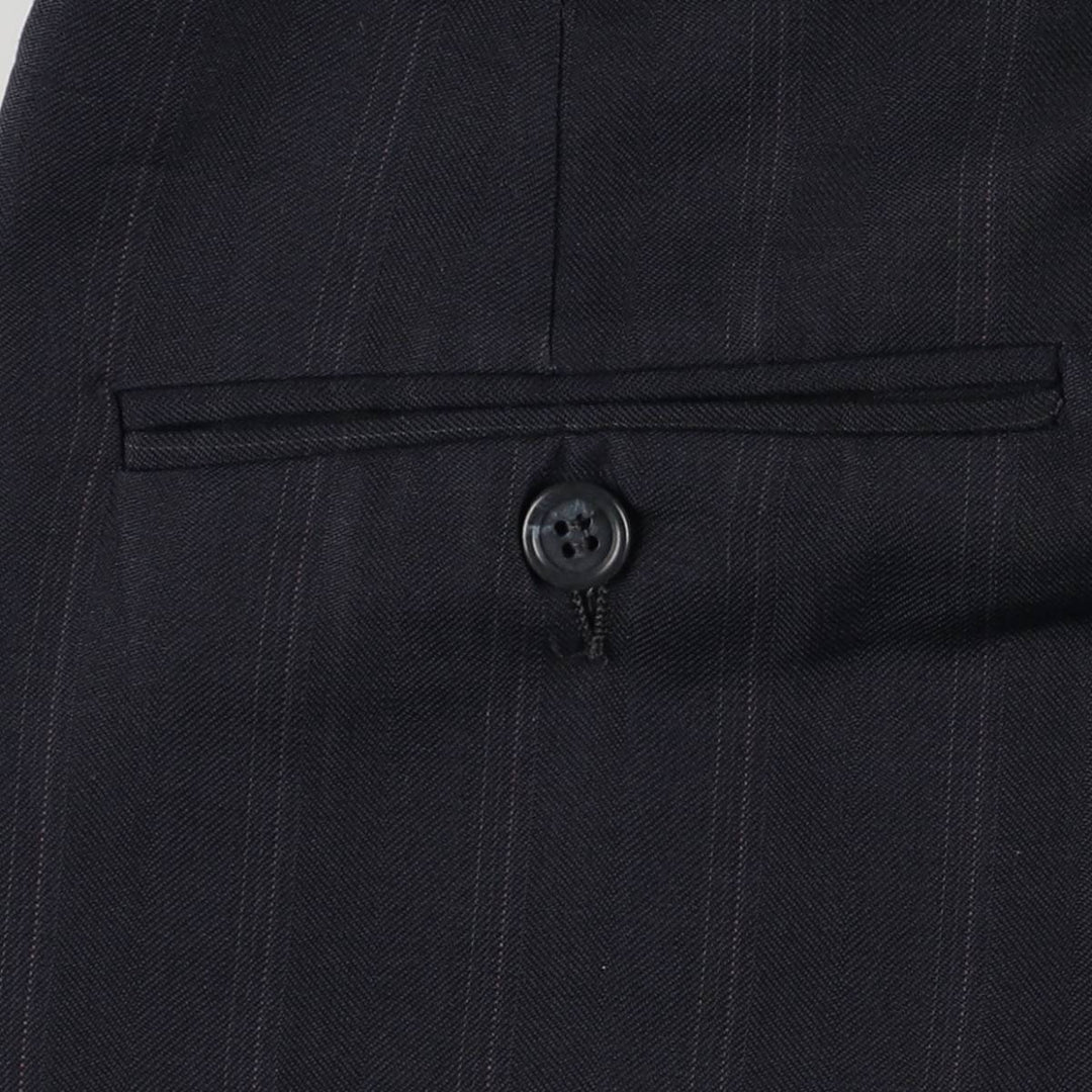 ~90'S Stripe Pattern Two-pleat Slacks Pants Men's W33 Vintage unclear navy blue type Vintage Second Hand