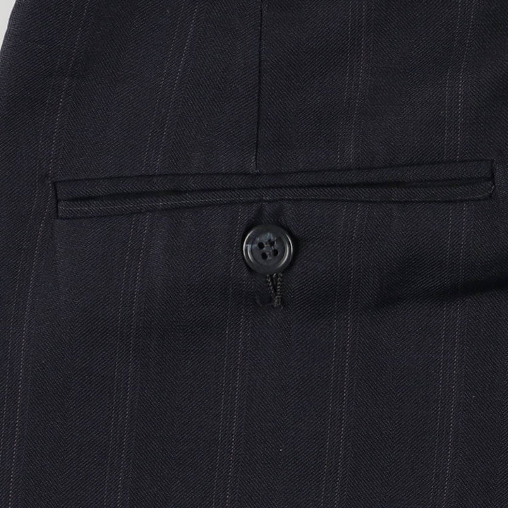 ~90'S Stripe Pattern Two-pleat Slacks Pants Men's W33 Vintage unclear navy blue type Vintage Second Hand