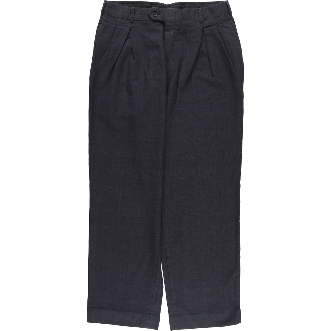 90'S Vintage Glen Check Two-pleat Slacks, Men's Size W33 unclear gray type Vintage Second Hand