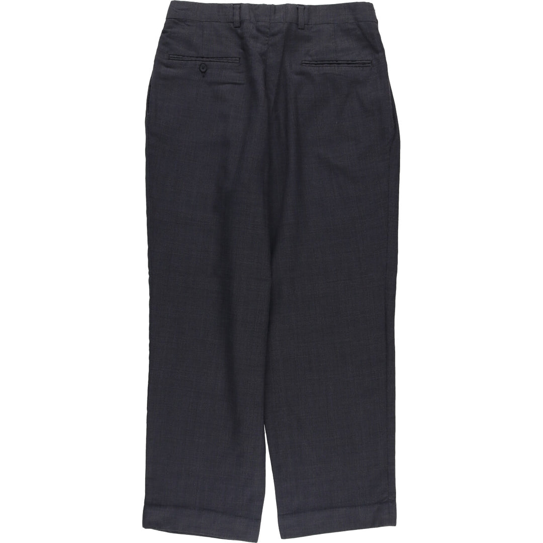 90'S Vintage Glen Check Two-pleat Slacks, Men's Size W33 unclear gray type Vintage Second Hand