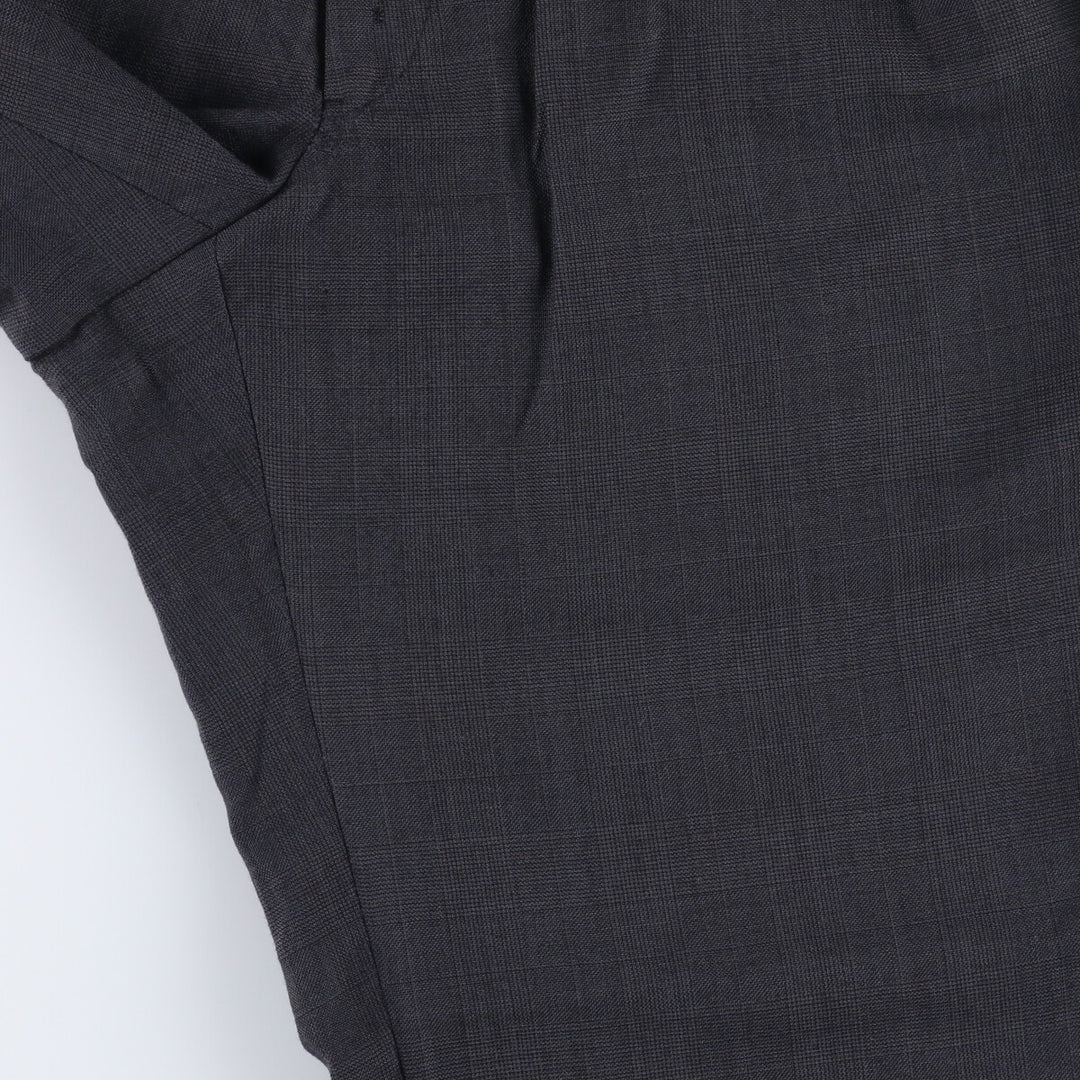 90'S Vintage Glen Check Two-pleat Slacks, Men's Size W33 unclear gray type Vintage Second Hand