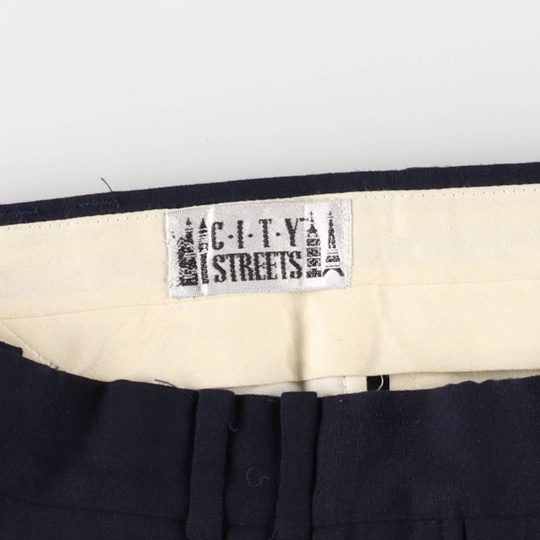 90'S CITY STREETS Two-pleat Slacks, Men's, W30 Size, Vintage polyester navy blue type Vintage Second Hand