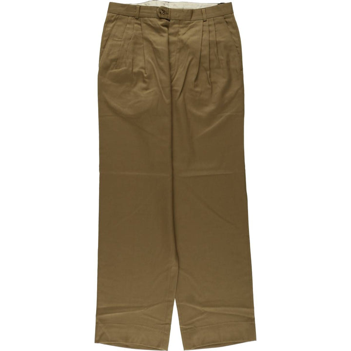 ZEIDLER and ZEIDLER Marzotto Three-pleat Wool Pants and Slacks, Made in Canada, Men's, Size W33, Vintage wool Khaki type brown Vintage Second Hand