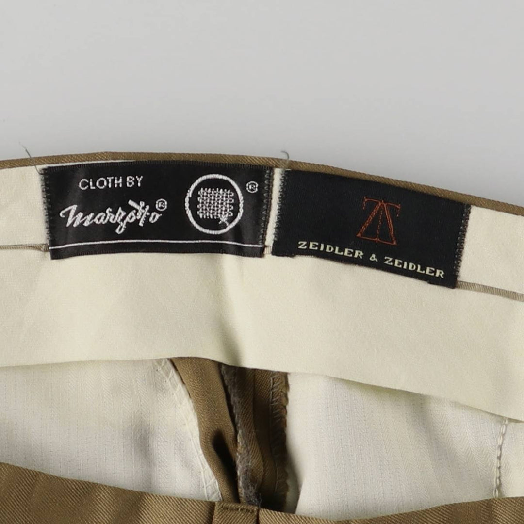 ZEIDLER and ZEIDLER Marzotto Three-pleat Wool Pants and Slacks, Made in Canada, Men's, Size W33, Vintage wool Khaki type brown Vintage Second Hand