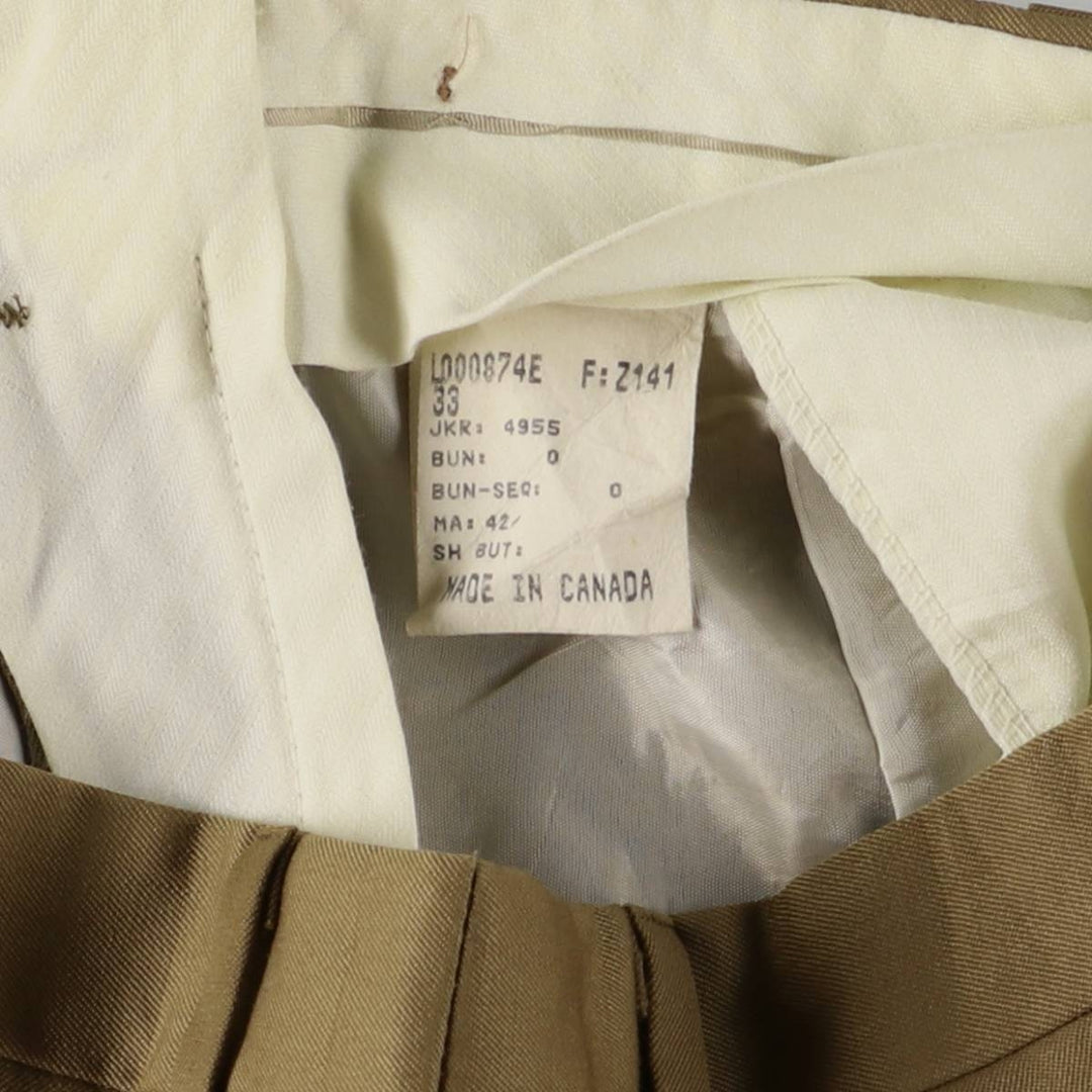 ZEIDLER and ZEIDLER Marzotto Three-pleat Wool Pants and Slacks, Made in Canada, Men's, Size W33, Vintage wool Khaki type brown Vintage Second Hand