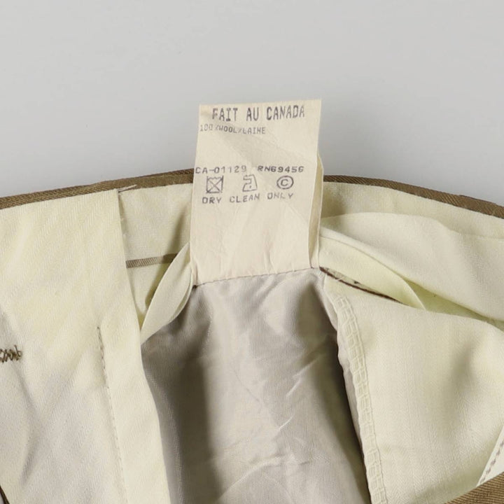 ZEIDLER and ZEIDLER Marzotto Three-pleat Wool Pants and Slacks, Made in Canada, Men's, Size W33, Vintage wool Khaki type brown Vintage Second Hand