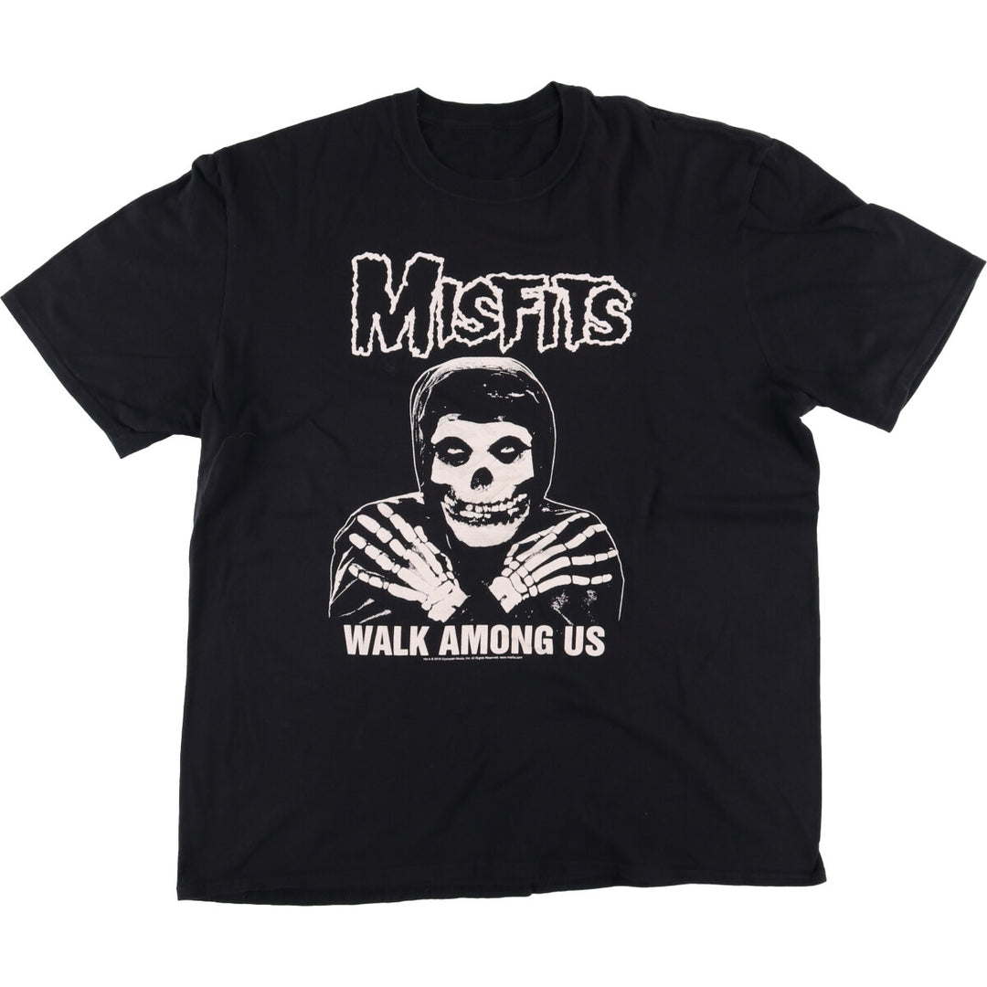 MISFITS Skull Pattern Band T-shirt, Men's L size cotton black type Vintage Second Hand