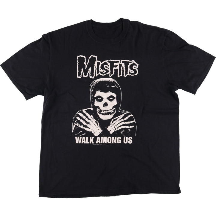 MISFITS Skull Pattern Band T-shirt, Men's L size cotton black type Vintage Second Hand
