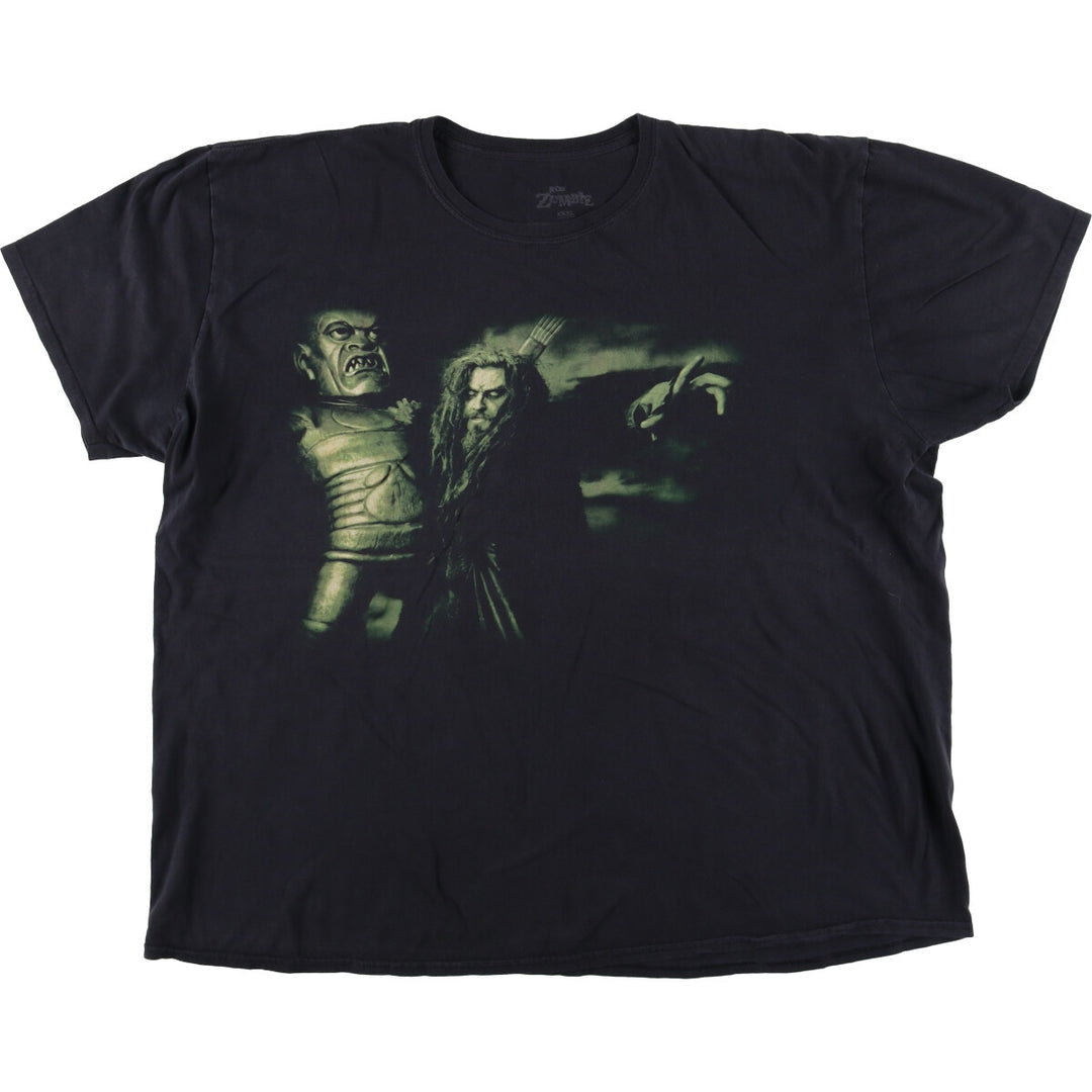 Oversized ROB ZOMBIE band T-shirt, men's size XXL cotton black type Vintage Second Hand