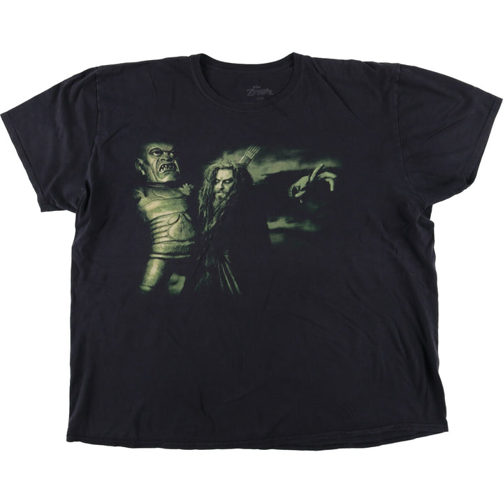 Oversized ROB ZOMBIE band T-shirt, men's size XXL cotton black type Vintage Second Hand
