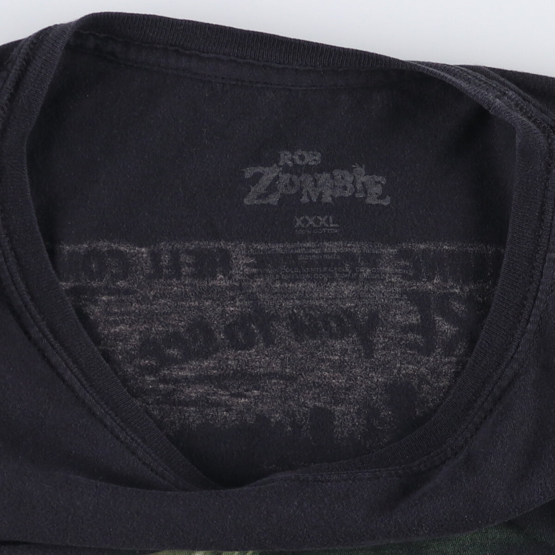 Oversized ROB ZOMBIE band T-shirt, men's size XXL cotton black type Vintage Second Hand