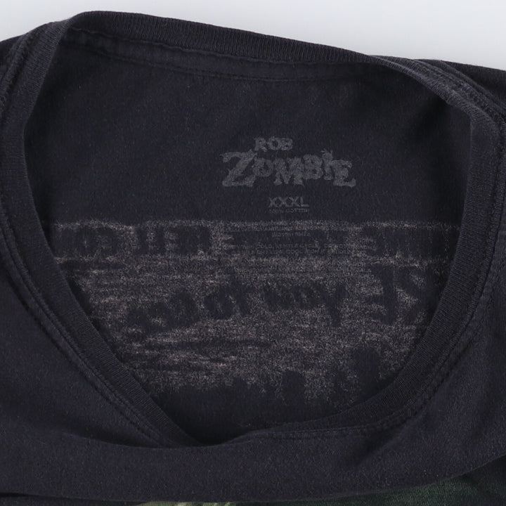 Oversized ROB ZOMBIE band T-shirt, men's size XXL cotton black type Vintage Second Hand