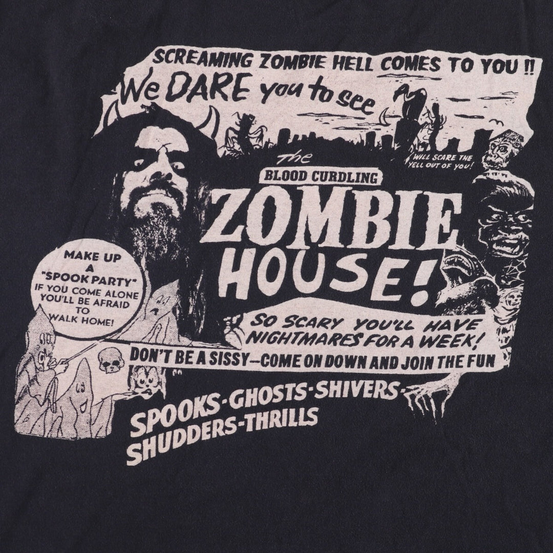Oversized ROB ZOMBIE band T-shirt, men's size XXL cotton black type Vintage Second Hand