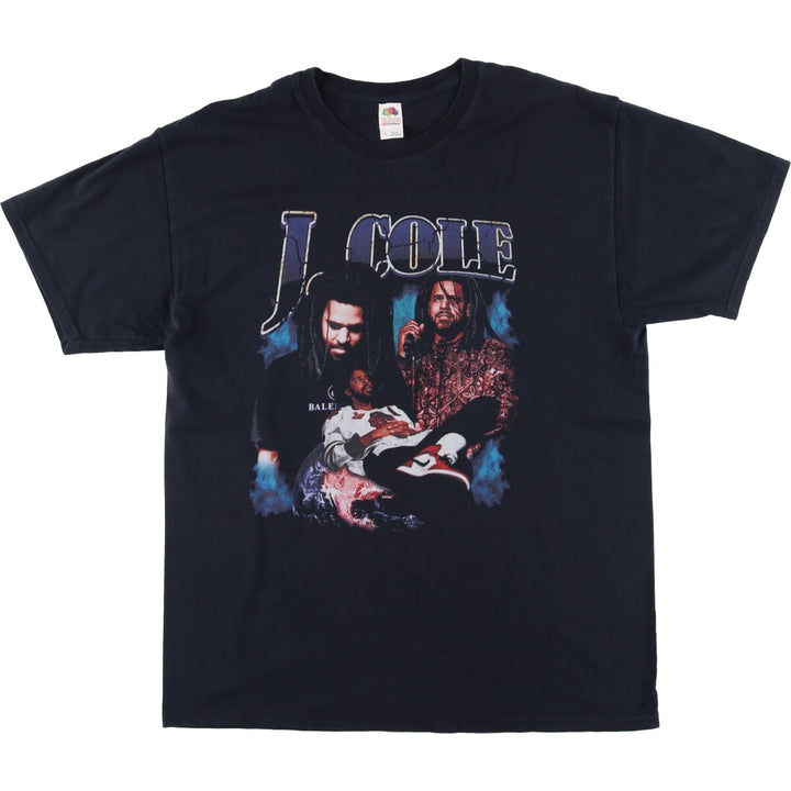 Fruit of the Loom J. Cole Rap T-Shirt, Men's Size L cotton black type Vintage Second Hand