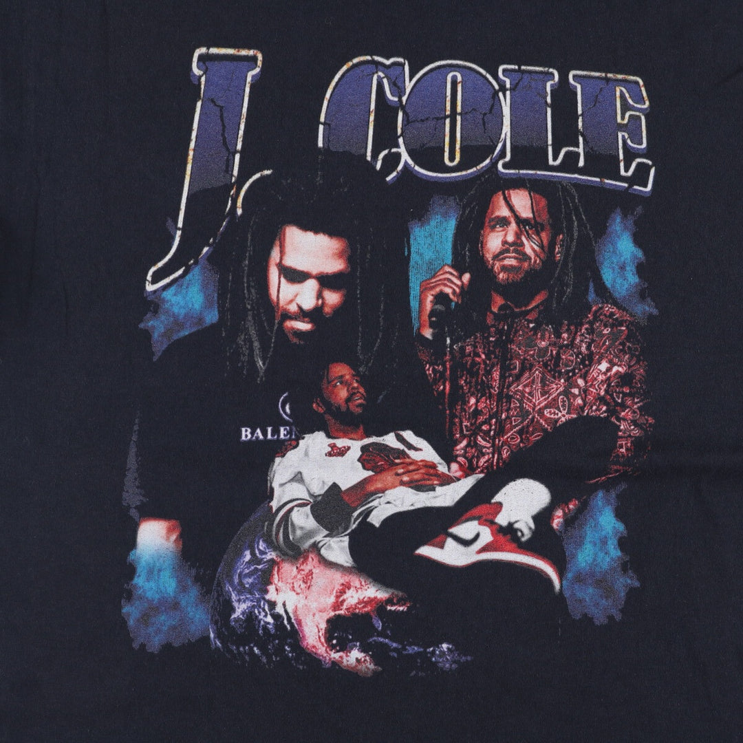 Fruit of the Loom J. Cole Rap T-Shirt, Men's Size L cotton black type Vintage Second Hand