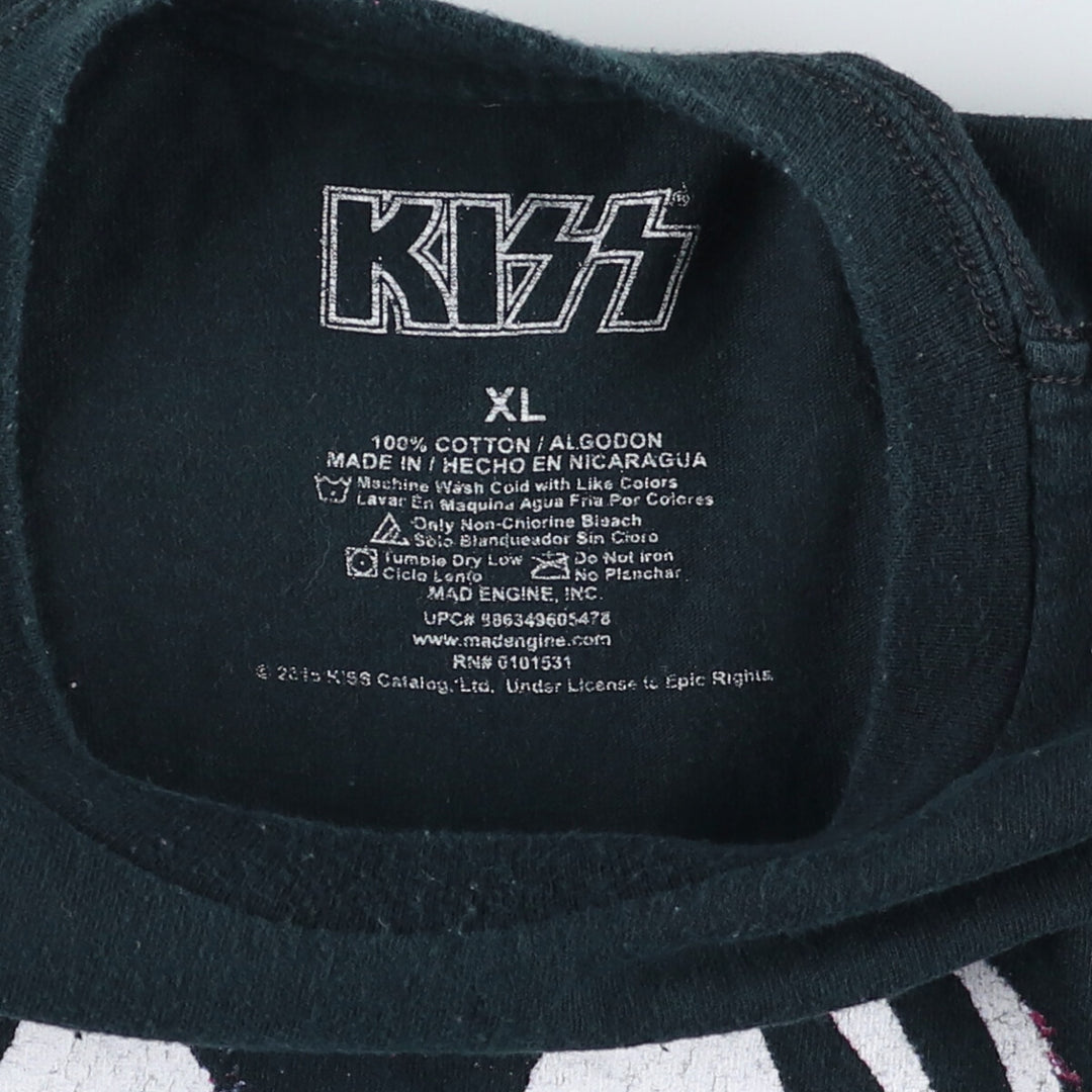 KISS Band T-shirt, Band T, Men's XL size cotton black type Vintage Second Hand