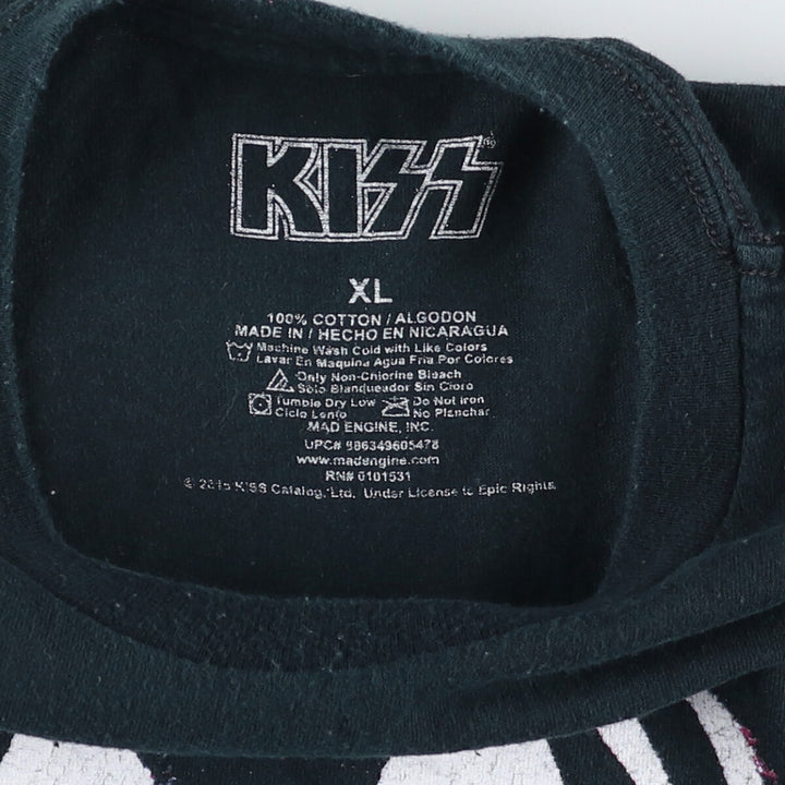 KISS Band T-shirt, Band T, Men's XL size cotton black type Vintage Second Hand