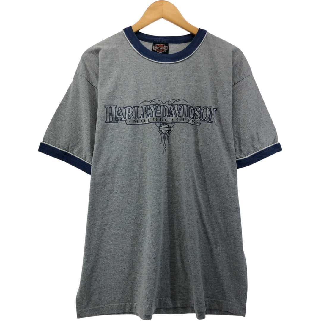 Harley-Davidson Ringer T-Shirt, Made in USA, Men's Size XL cotton gray type Vintage Second Hand