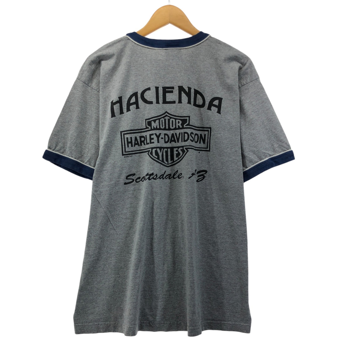 Harley-Davidson Ringer T-Shirt, Made in USA, Men's Size XL cotton gray type Vintage Second Hand