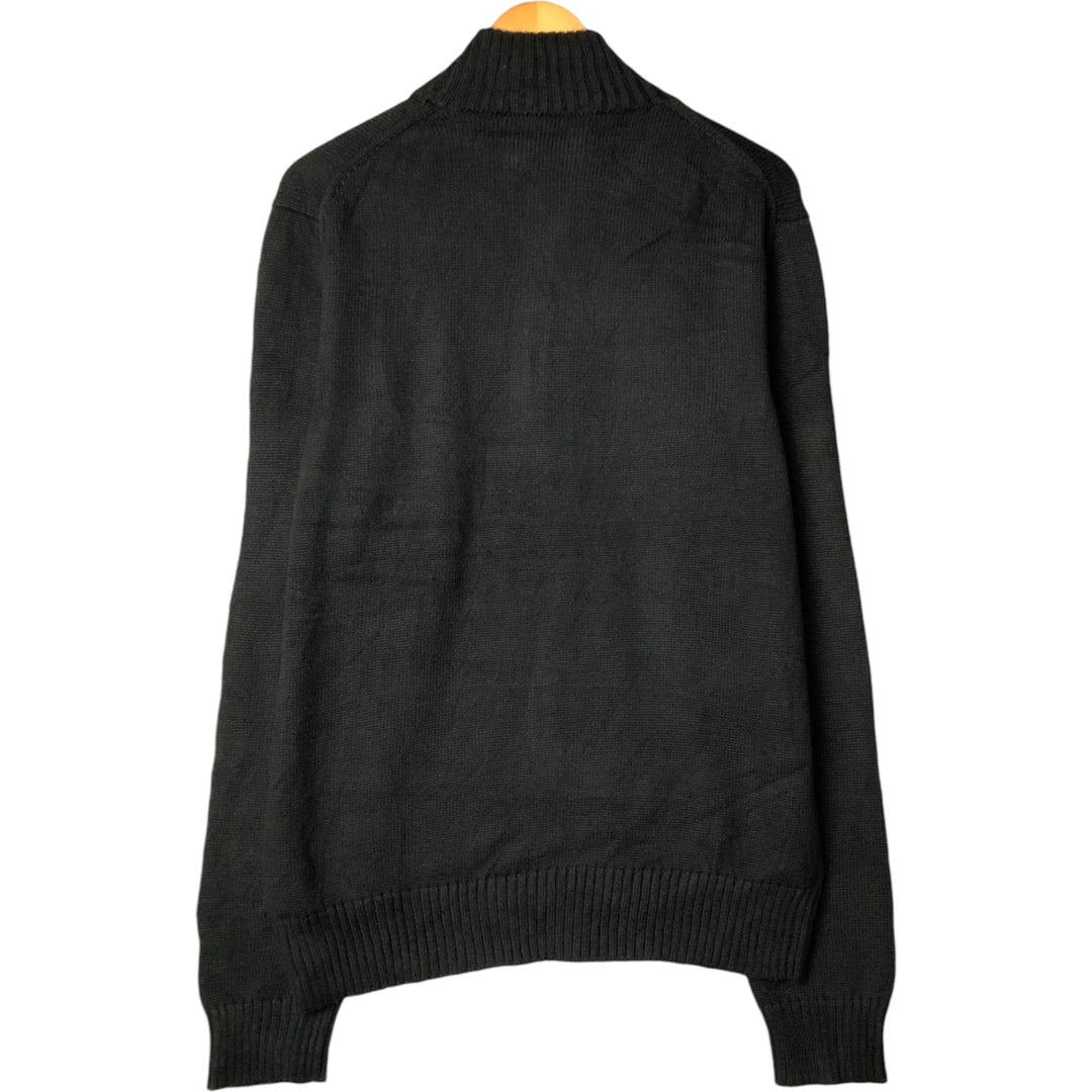Ralph Lauren POLO RALPH LAUREN Cotton knit half zip sweater Men's size L cotton black type Vintage Second Hand