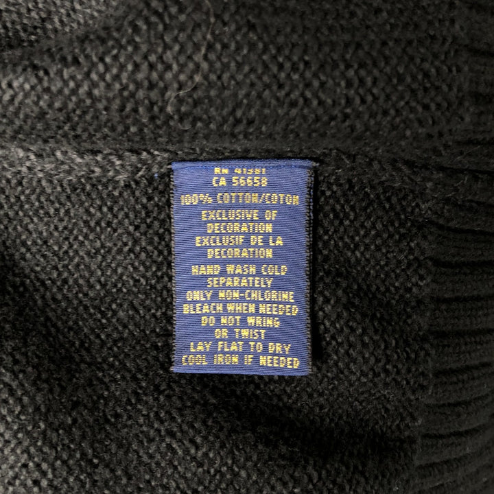 Ralph Lauren POLO RALPH LAUREN Cotton knit half zip sweater Men's size L cotton black type Vintage Second Hand