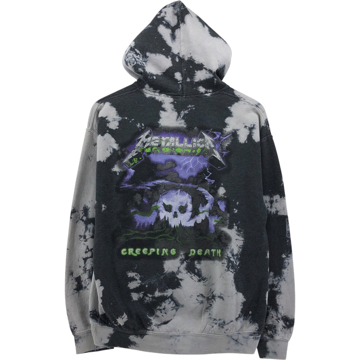 METALLICA Tie-Dye Pattern Band Pullover Hoodie, Men's Size M unclear Charcoal Vintage Second Hand