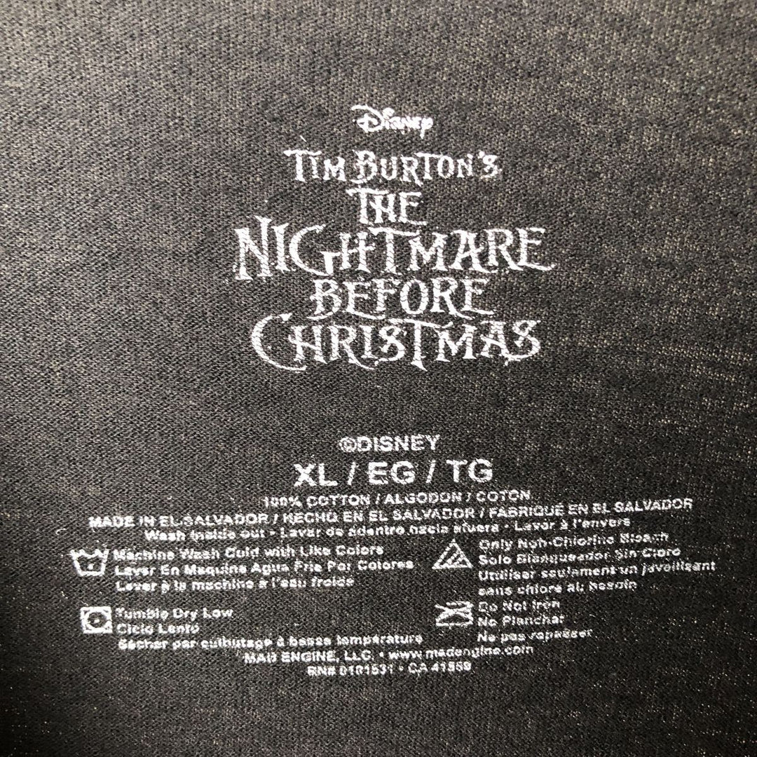 THE NIGHTMARE BEFORE CHRISTMAS Nightmare Before Christmas Long Sleeve T-Shirt Men's XL cotton black type Vintage Second Hand