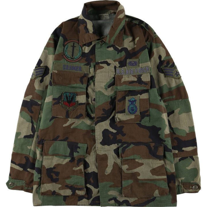Camouflage Woodland Camo BDU Military Jacket, Men's Size XL unclear Khaki type sage green Vintage Second Hand