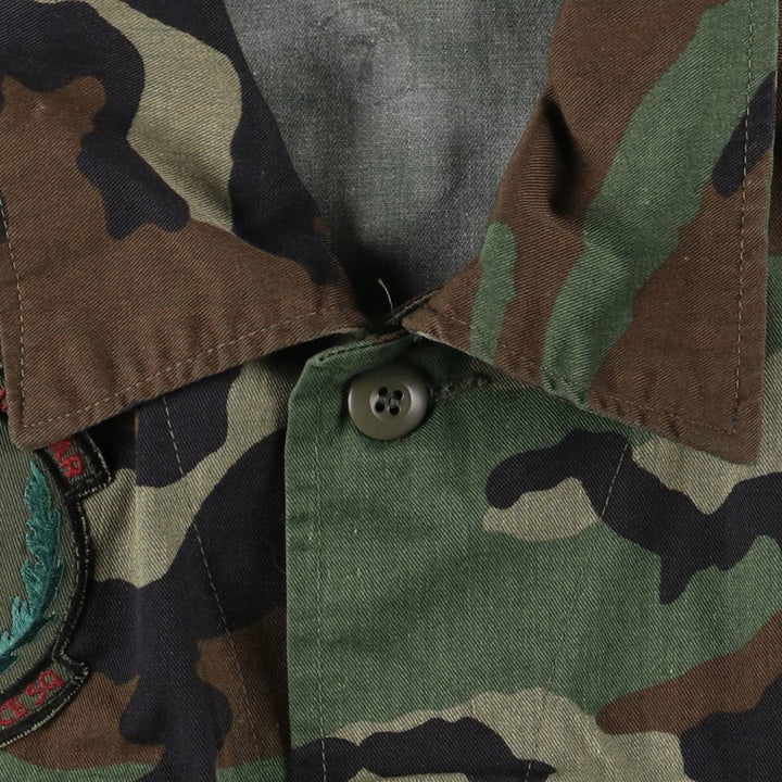 Camouflage Woodland Camo BDU Military Jacket, Men's Size XL unclear Khaki type sage green Vintage Second Hand