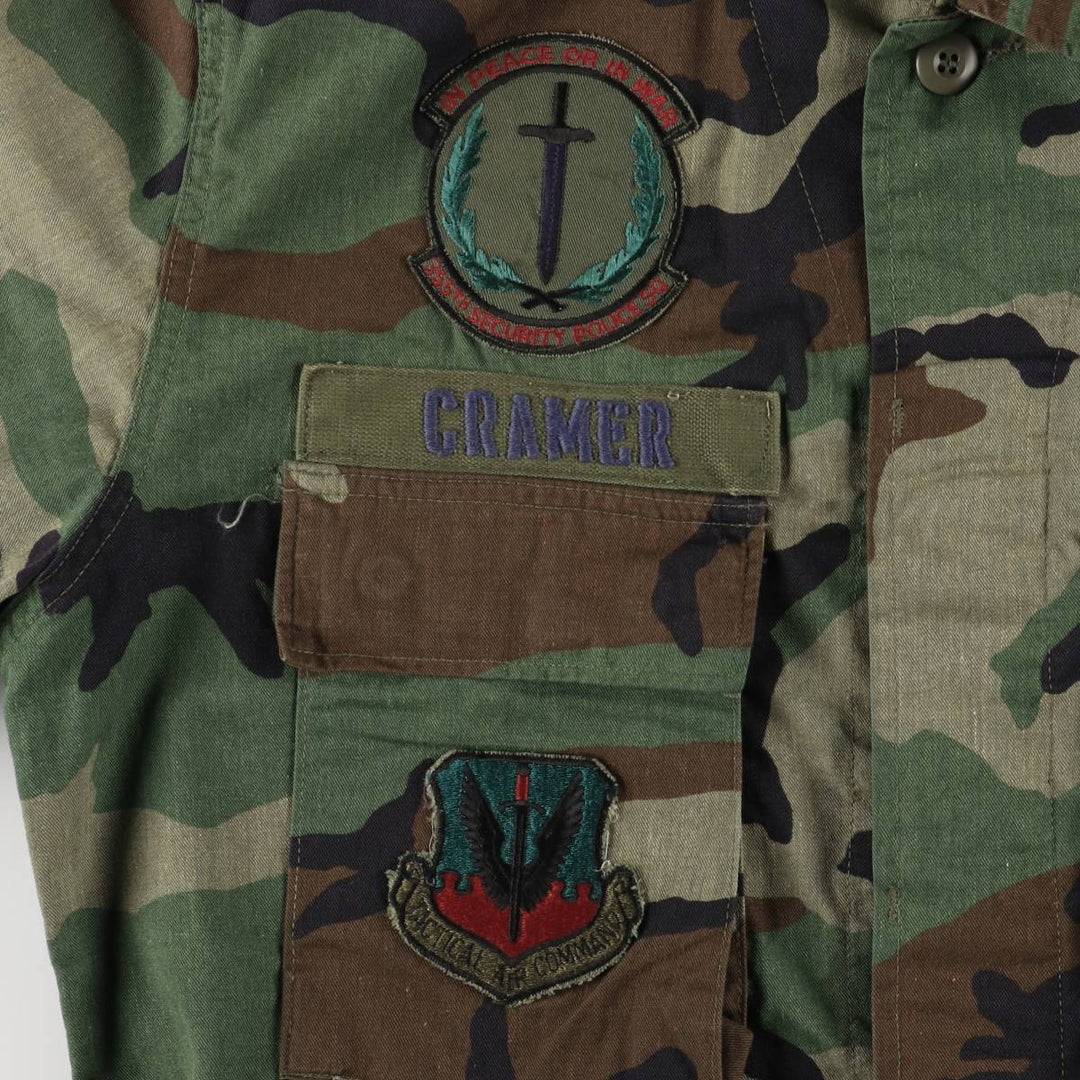 Camouflage Woodland Camo BDU Military Jacket, Men's Size XL unclear Khaki type sage green Vintage Second Hand