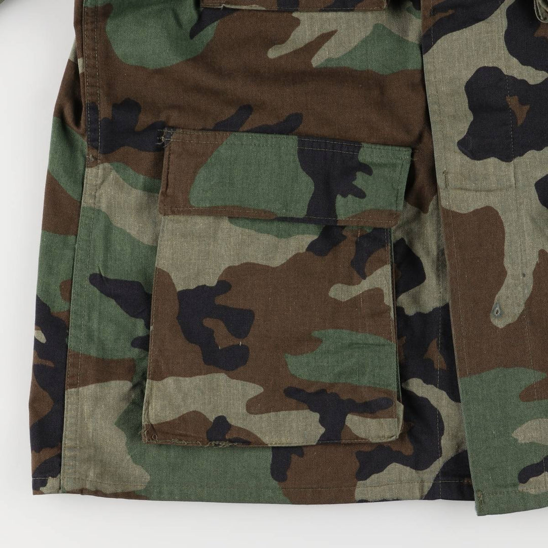 Camouflage Woodland Camo BDU Military Jacket, Men's Size XL unclear Khaki type sage green Vintage Second Hand